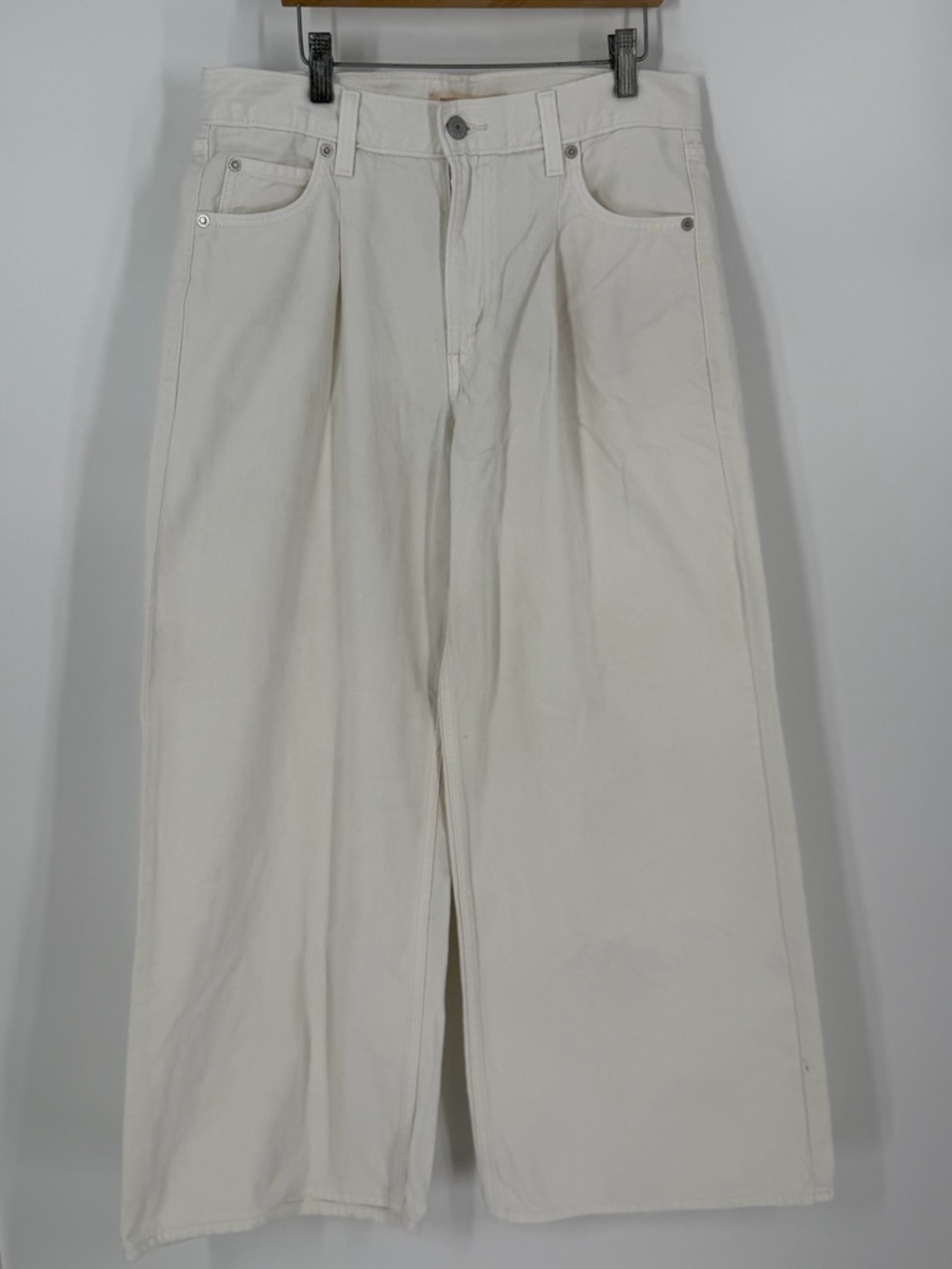 Levis Premium Baggy Dad Wide Leg Off White Jeans 28 Minimalist Edgy High Rise - Picture 3 of 14